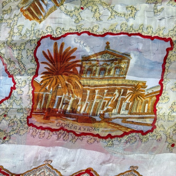 Vintage Italian Silk Scarf with Iconic Landmark Scenes in Italy size 38”x38” - Picture 11 of 16